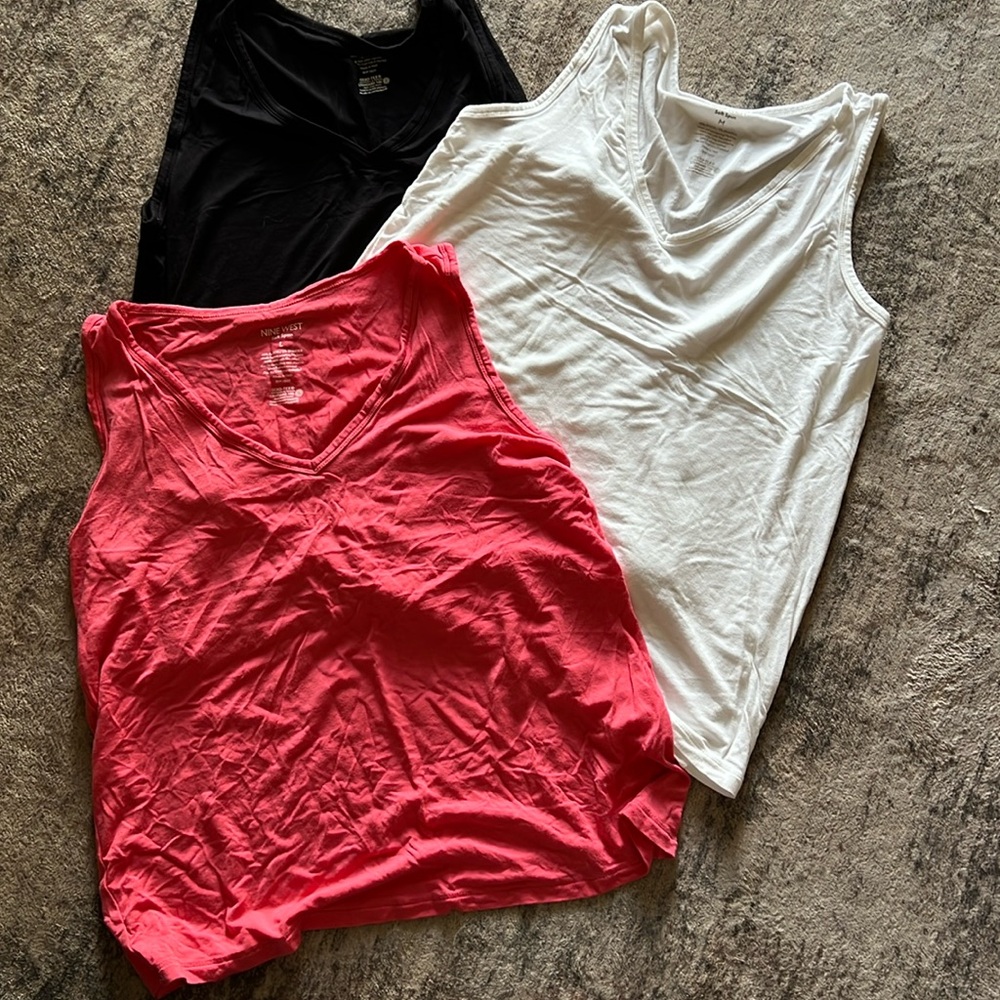 Nine West Women's Black and White Tank Tops